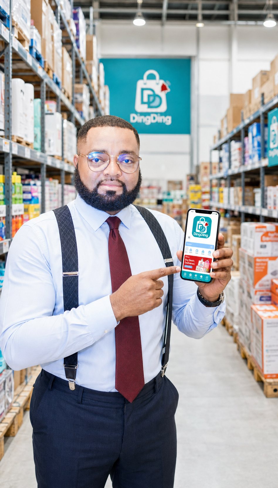 A shopper browsing stores and deals on the DingDing app