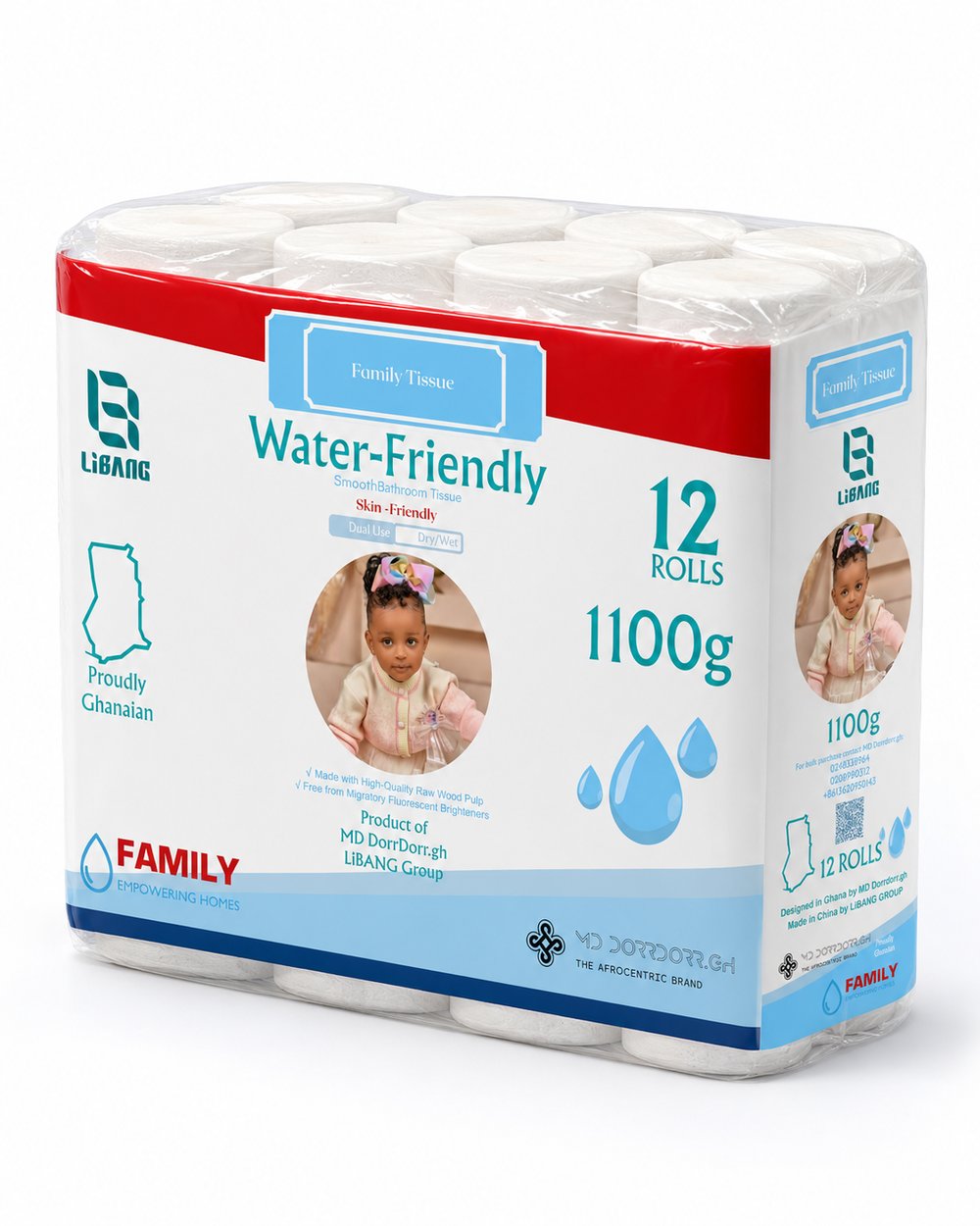 Family Tissue Water-Friendly — 12 rolls, 1100g