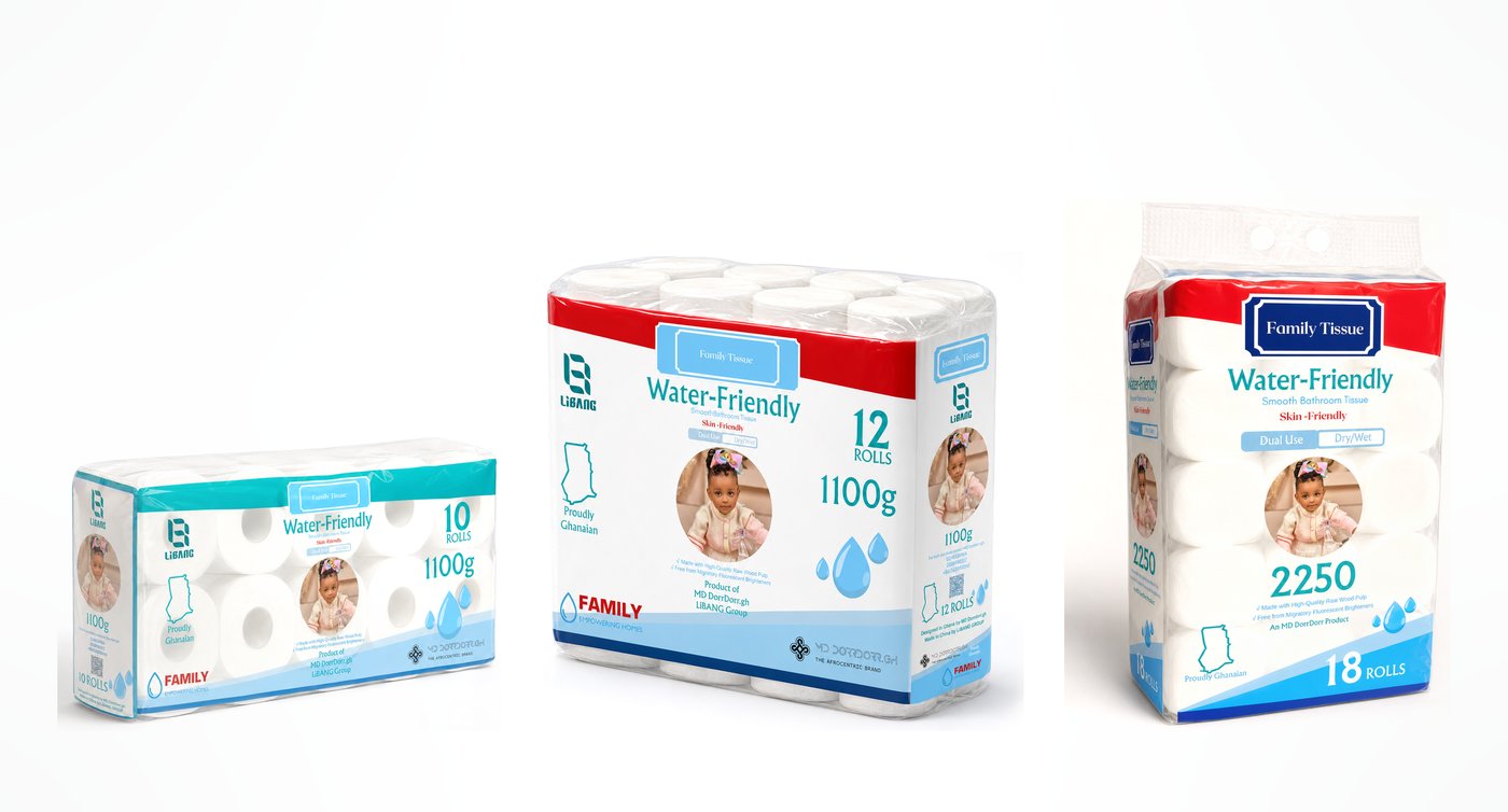 Family Tissue Water-Friendly range — 10, 12 and 18 roll packs